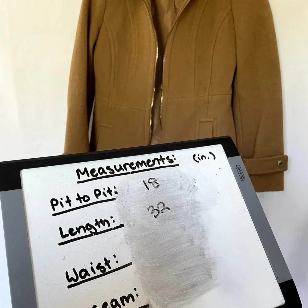 Michael Kors brown peacoat jacket warm wool winter pockets full zip women's XS